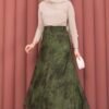 Batik Patterned Tulle Skirt Khaki