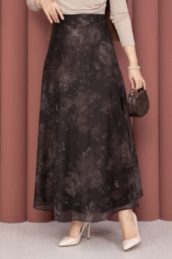 Alternative view of Batik Patterned Tulle Skirt Brown