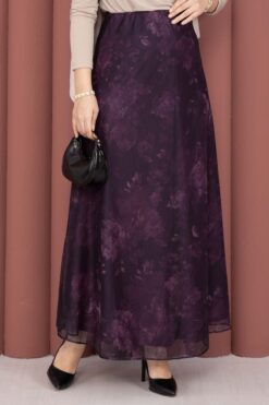 Alternative view of Batik Patterned Tulle Skirt Plum