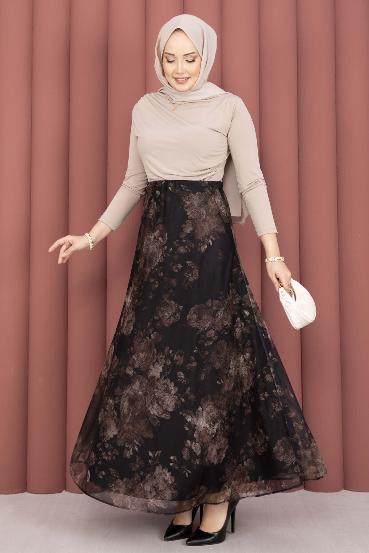 Batik Patterned Tulle Skirt Black