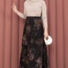 Batik Patterned Tulle Skirt Black - الصورة 3