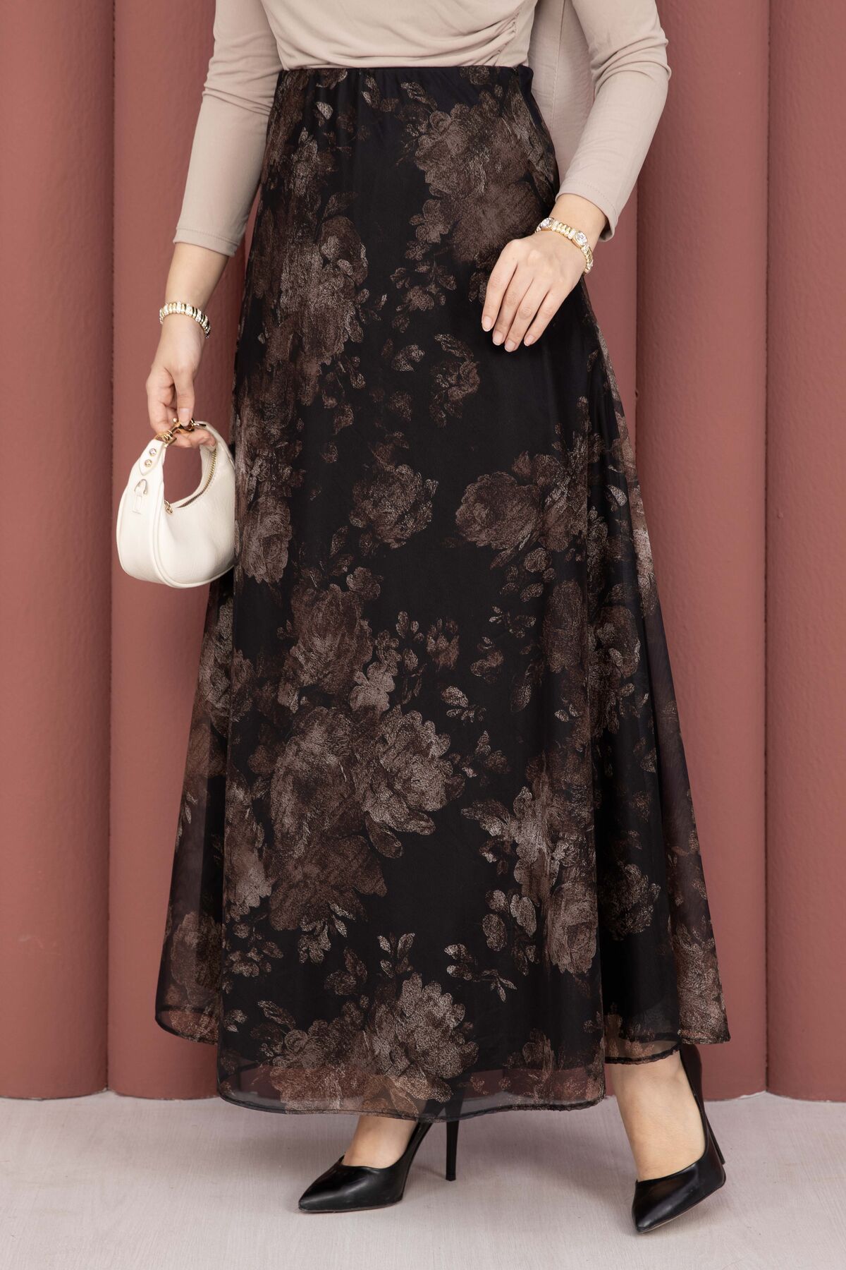 Batik Patterned Tulle Skirt Black - الصورة 2