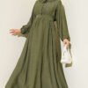 Baby Collar Ankled Cuffed Dress Khaki