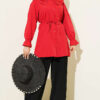 Baby Collar Embroidered Tie Shirt Red - الصورة 2