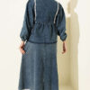 Denim Two-Piece Set with Waist Tie and Lace-Trimmed Hem Edge Denim Blue - Image 3