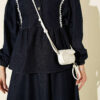Denim Two-Piece Set with Waist Tie and Lace-Trimmed Hem Edge Dark Blue – Bild 4
