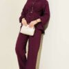 Belted Buckle Two-Piece Set Burgundy