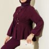 Belted Buckle Two-Piece Set Burgundy - immagine 2