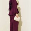 Belted Buckle Two-Piece Set Burgundy - immagine 3