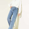 High-Waisted Wide Leg Denim Pants Light Blue - immagine 2