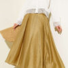 Belted Flared Tulle Skirt Oil Green