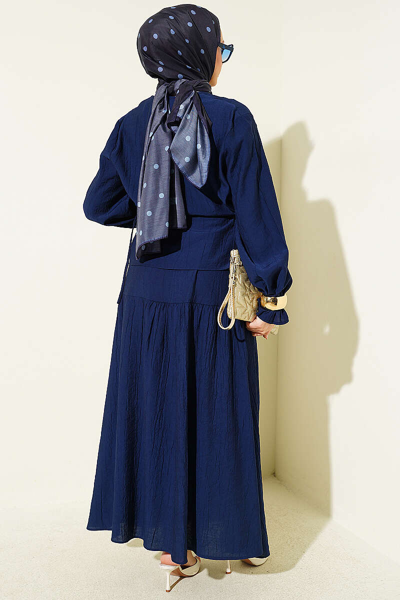 Belted Skirt Set Navy Blue - immagine 3