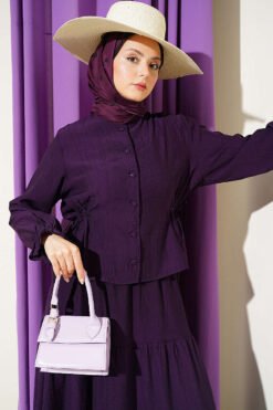 Alternative view of Belted Skirt Set Purple