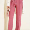 Drawstring Waist Garnished Fabric Pants Rose Dust