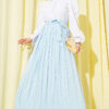 Belted Polka Dot Pleated Skirt Baby Blue - Afbeelding 2
