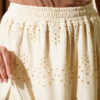 Embroidered Hem Edge Skirt with Elastic Waistband Beige - Image 4