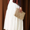 Embroidered Hem Edge Skirt with Elastic Waistband Ecru - الصورة 3