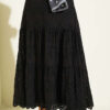 Embroidered Hem Edge Skirt with Elastic Waistband Black – Image 3