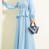 V-Neck Modal Two-Piece Set with Gold Accessories Baby Blue – Bild 5