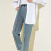 Belted Balloon Sleeve Two-Piece Set Ice Blue - immagine 2