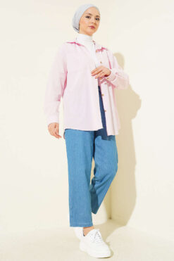 Alternative view of Belted Slim Fit Jeans Light Blue