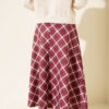 Elastic Waist Plaid Scuba Skirt Rose Dust - Image 3