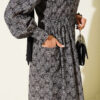 Ethnic Pattern Dress with Elastic Waistband Black - immagine 4