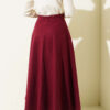 High-Waisted Flared Wool Blend Skirt with Elastic Waistband Burgundy – Bild 3
