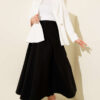 High-Waisted Flared Wool Blend Skirt with Elastic Waistband Black – Image 2