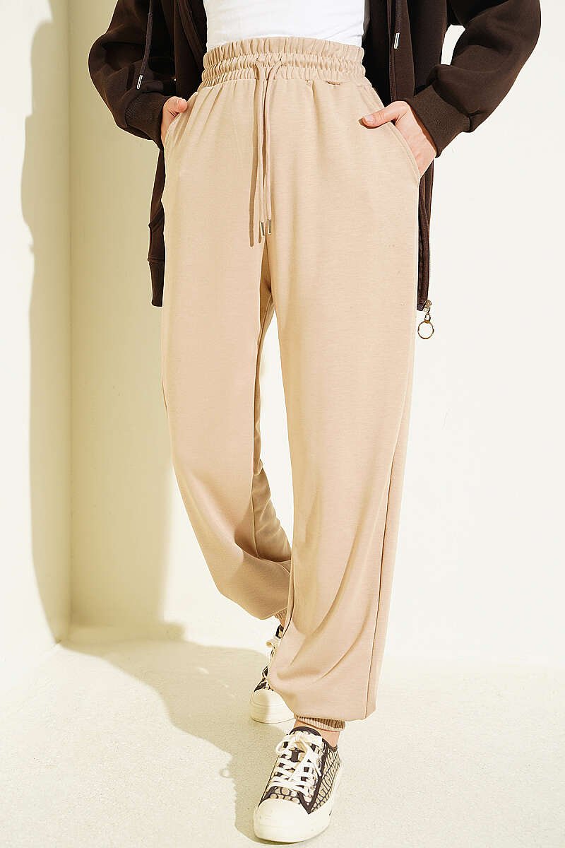 Elastic Waist Loysha Pants Beige