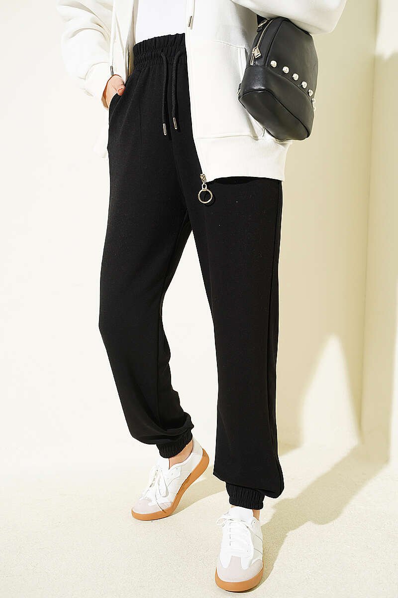 Elastic Waist Loysha Pants Black