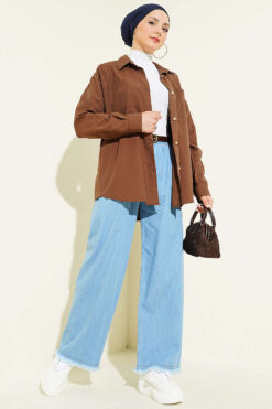 Alternative view of Belted Tassel Hem Denim Pants Denim Blue