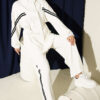 Elastic Waistband Two-Piece Set with Stripe Details White