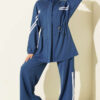 Elastic Waistband Two-Piece Set with Stripe Details Indigo