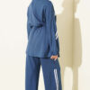 Elastic Waistband Two-Piece Set with Stripe Details Indigo - Image 3