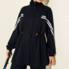 Elastic Waistband Two-Piece Set with Stripe Details Navy Blue - Image 2