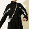 Elastic Waistband Two-Piece Set with Stripe Details Black - Image 2