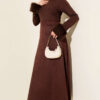 Belted Suede Flared Skirt Dark Brown – Image 2