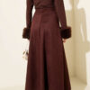 Belted Suede Flared Skirt Dark Brown – Image 3