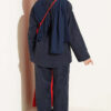 Elastic Waist Star Gold Button Two-Piece Set Navy Blue – Image 3