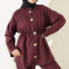Elastic Waist Star Gold Button Two-Piece Set Plum - Image 2