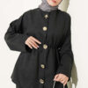 Elastic Waist Star Gold Button Two-Piece Set Black - Image 2