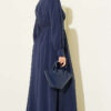 Belted Half Hidden Button Dress Navy Blue - Imagen 3