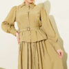 Buttoned Skirt Set with Belt and Pen Pocket Hazel - Afbeelding 2