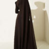 ⁦Belted Detail Cape Evening Gown Brown⁩ - الصورة ⁦3⁩