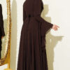 Belted Chiffon Evening Dress Dark Brown – Bild 3
