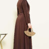 Belt Buckle Detail Evening Dress Dark Brown – Image 3