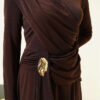 Belt Buckle Detail Evening Dress Dark Brown – Image 4