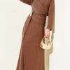 Belt Buckle Detail Evening Dress Dark Brown – Image 5