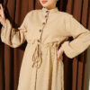 Belted Tulle Ankle-Cuffed Dress Beige - الصورة 2